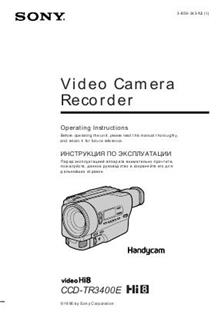 Sony CCD TR 3400 E manual. Camera Instructions.